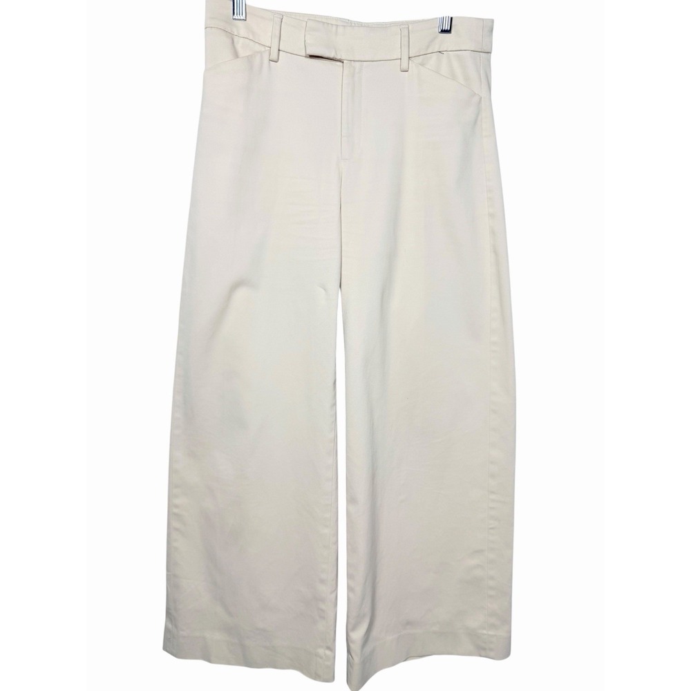 Banana Republic Pants Womens 4 Cream Wide Leg Flat High Rise Work Office